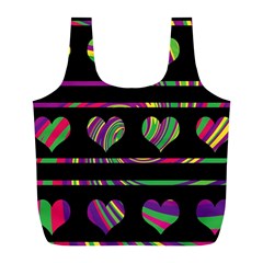 Colorful Harts Pattern Full Print Recycle Bags (l)  by Valentinaart