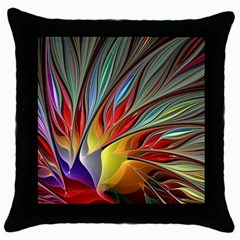 Fractal Bird Of Paradise Throw Pillow Case (black) by WolfepawFractals