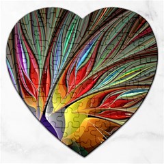 Fractal Bird Of Paradise Jigsaw Puzzle (heart) by WolfepawFractals