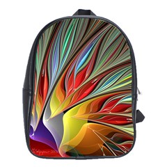 Fractal Bird Of Paradise School Bag (xl) by WolfepawFractals