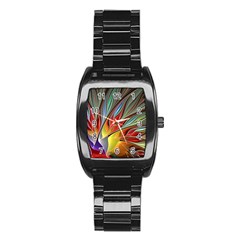 Fractal Bird Of Paradise Stainless Steel Barrel Watch