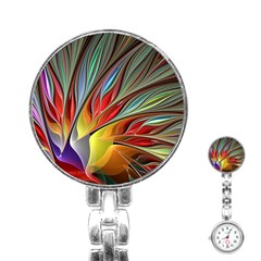 Fractal Bird Of Paradise Stainless Steel Nurses Watch by WolfepawFractals