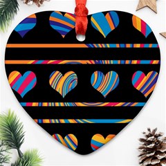 Colorful Harts Pattern Ornament (heart)  by Valentinaart