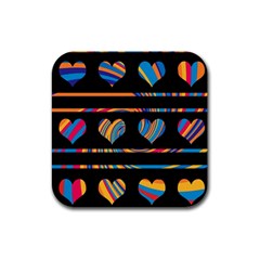 Colorful Harts Pattern Rubber Coaster (square) 