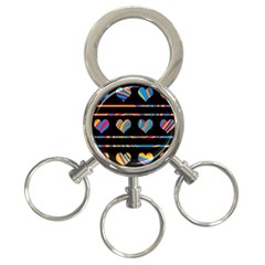 Colorful Harts Pattern 3-ring Key Chains