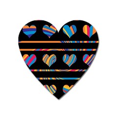 Colorful Harts Pattern Heart Magnet by Valentinaart