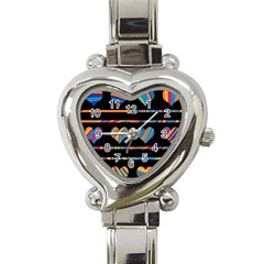 Colorful Harts Pattern Heart Italian Charm Watch by Valentinaart