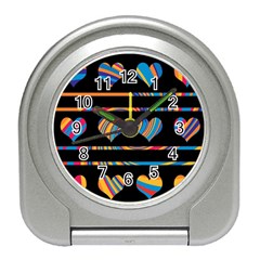 Colorful Harts Pattern Travel Alarm Clocks