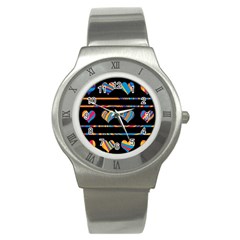 Colorful Harts Pattern Stainless Steel Watch