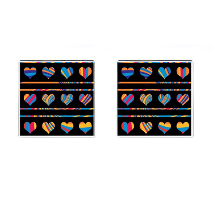 Colorful harts pattern Cufflinks (Square)