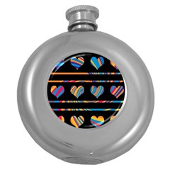 Colorful Harts Pattern Round Hip Flask (5 Oz)