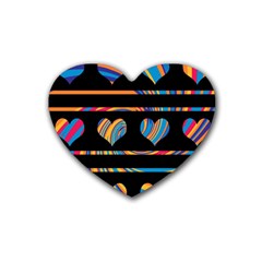 Colorful Harts Pattern Rubber Coaster (heart) 