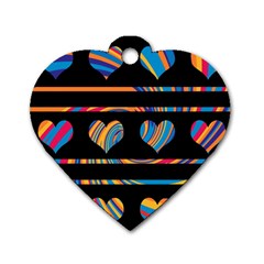 Colorful Harts Pattern Dog Tag Heart (one Side)