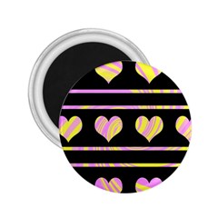 Pink And Yellow Harts Pattern 2 25  Magnets