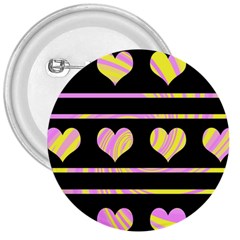 Pink And Yellow Harts Pattern 3  Buttons by Valentinaart