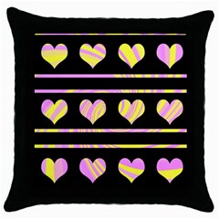 Pink And Yellow Harts Pattern Throw Pillow Case (black)