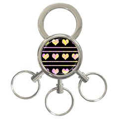 Pink And Yellow Harts Pattern 3-ring Key Chains