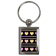 Pink And Yellow Harts Pattern Key Chains (rectangle) 