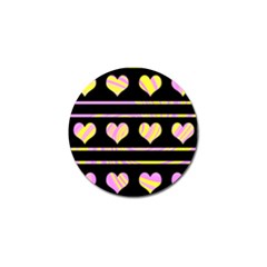 Pink And Yellow Harts Pattern Golf Ball Marker by Valentinaart