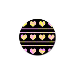 Pink And Yellow Harts Pattern Golf Ball Marker (10 Pack)