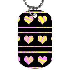 Pink And Yellow Harts Pattern Dog Tag (two Sides)