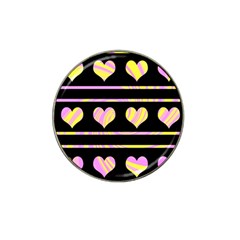 Pink And Yellow Harts Pattern Hat Clip Ball Marker (4 Pack) by Valentinaart