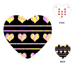 Pink And Yellow Harts Pattern Playing Cards (heart) 