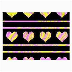 Pink And Yellow Harts Pattern Large Glasses Cloth (2-side)