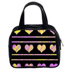 Pink And Yellow Harts Pattern Classic Handbags (2 Sides)