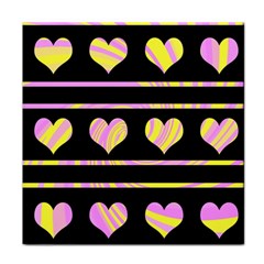 Pink And Yellow Harts Pattern Face Towel