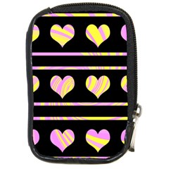 Pink And Yellow Harts Pattern Compact Camera Cases by Valentinaart