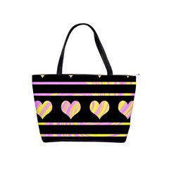 Pink And Yellow Harts Pattern Shoulder Handbags