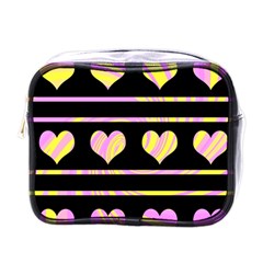 Pink And Yellow Harts Pattern Mini Toiletries Bags