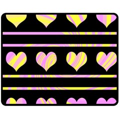 Pink And Yellow Harts Pattern Fleece Blanket (medium)  by Valentinaart