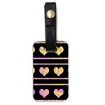 Pink and yellow harts pattern Luggage Tags (One Side)  Front