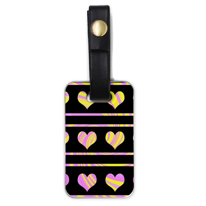 Pink and yellow harts pattern Luggage Tags (One Side) 