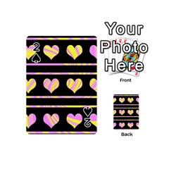 Pink And Yellow Harts Pattern Playing Cards 54 (mini) 