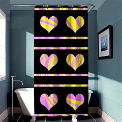 Pink And Yellow Harts Pattern Shower Curtain 36  X 72  (stall)  by Valentinaart