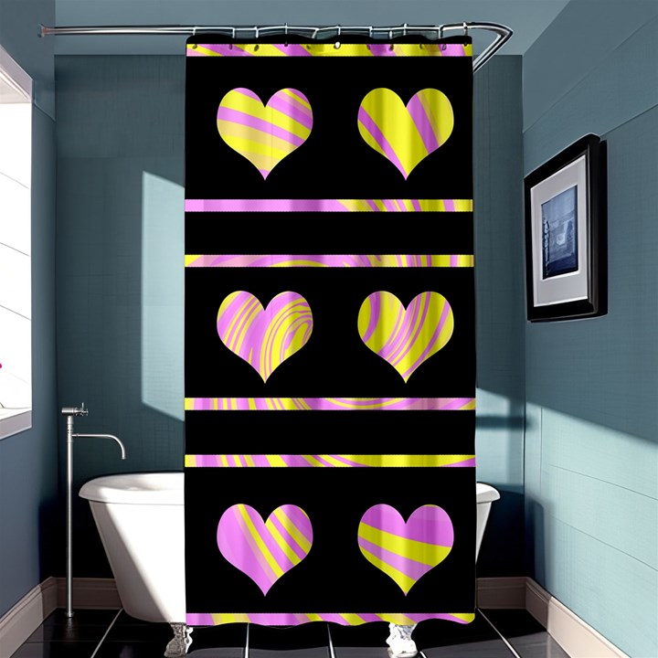 Pink and yellow harts pattern Shower Curtain 36  x 72  (Stall) 