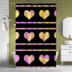 Pink And Yellow Harts Pattern Shower Curtain 48  X 72  (small) 