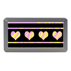 Pink And Yellow Harts Pattern Memory Card Reader (mini)