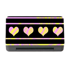 Pink And Yellow Harts Pattern Memory Card Reader With Cf