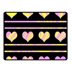 Pink And Yellow Harts Pattern Double Sided Fleece Blanket (small) 