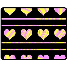 Pink And Yellow Harts Pattern Double Sided Fleece Blanket (medium) 