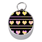 Pink and yellow harts pattern Mini Silver Compasses Front