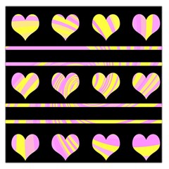 Pink And Yellow Harts Pattern Large Satin Scarf (square)