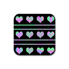 Pastel Harts Pattern Rubber Square Coaster (4 Pack) 