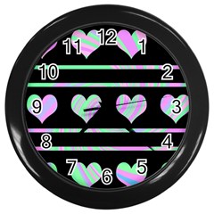 Pastel Harts Pattern Wall Clocks (black) by Valentinaart