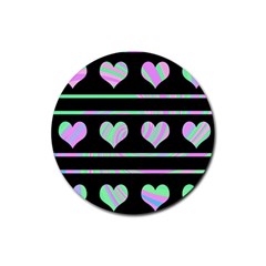 Pastel Harts Pattern Rubber Coaster (round) 