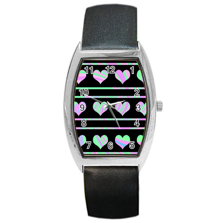 Pastel harts pattern Barrel Style Metal Watch